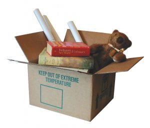 Moving box containing personal items