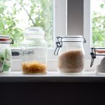 A few jars on a kitchen window